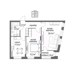 2-к квартира, вторичка, 62м2, 4/9 этаж