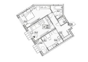 2-к квартира, вторичка, 60м2, 17/24 этаж