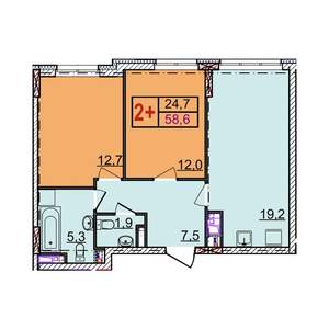 2-к квартира, вторичка, 59м2, 12/18 этаж