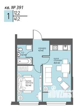 1-к квартира, вторичка, 41м2, 17/20 этаж