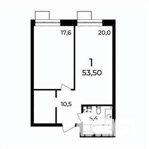 1-к квартира, вторичка, 54м2, 2/9 этаж