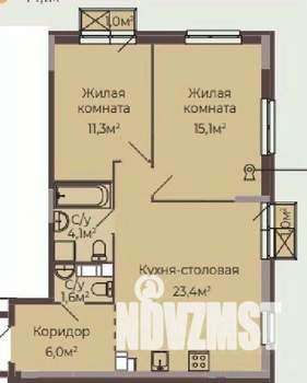 2-к квартира, строящийся дом, 62м2, 5/8 этаж