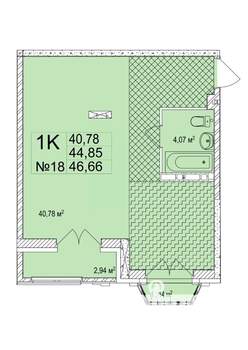 1-к квартира, вторичка, 47м2, 7/7 этаж