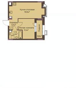 1-к квартира, строящийся дом, 41м2, 5/12 этаж