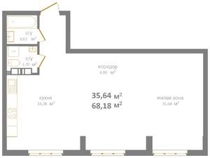 Студия квартира, вторичка, 68м2, 4/12 этаж