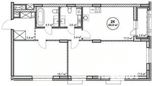2-к квартира, строящийся дом, 85м2, 8/14 этаж