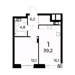 1-к квартира, вторичка, 39м2, 9/20 этаж