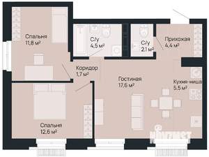 2-к квартира, вторичка, 60м2, 2/9 этаж