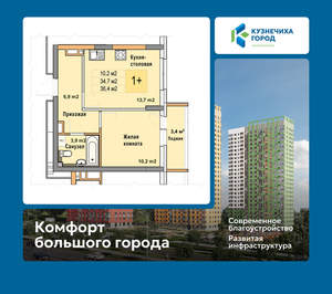1-к квартира, вторичка, 36м2, 4/25 этаж