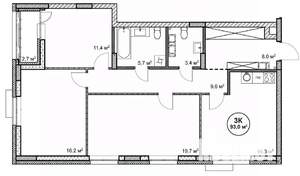 3-к квартира, строящийся дом, 93м2, 8/14 этаж