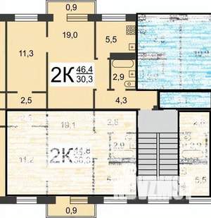 2-к квартира, вторичка, 46м2, 2/5 этаж