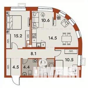 3-к квартира, строящийся дом, 73м2, 9/25 этаж