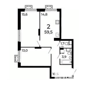 2-к квартира, вторичка, 60м2, 12/19 этаж