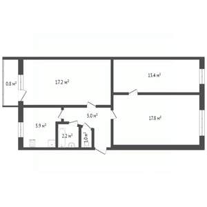 3-к квартира, вторичка, 64м2, 2/5 этаж
