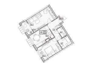 2-к квартира, вторичка, 60м2, 12/24 этаж