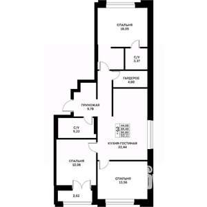 3-к квартира, строящийся дом, 91м2, 2/17 этаж