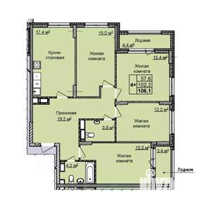 4-к квартира, вторичка, 106м2, 16/25 этаж