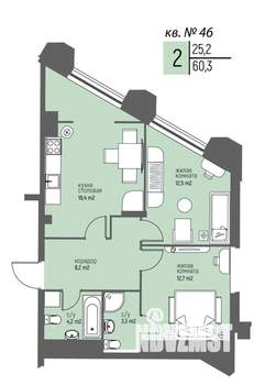 2-к квартира, вторичка, 60м2, 4/25 этаж