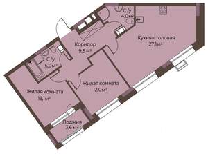 2-к квартира, вторичка, 73м2, 4/12 этаж
