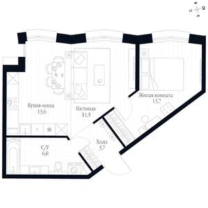 2-к квартира, вторичка, 49м2, 2/20 этаж