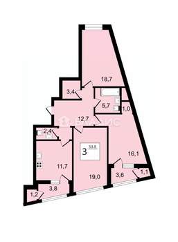 3-к квартира, вторичка, 97м2, 6/12 этаж