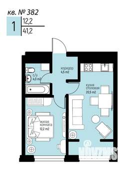 1-к квартира, вторичка, 41м2, 16/20 этаж