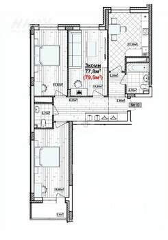 3-к квартира, вторичка, 80м2, 2/15 этаж