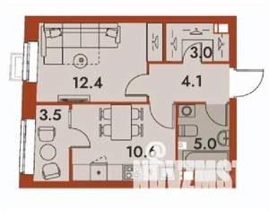 1-к квартира, строящийся дом, 39м2, 5/25 этаж
