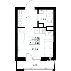 Студия квартира, вторичка, 22м2, 4/24 этаж