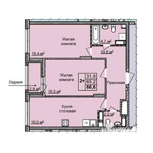 2-к квартира, вторичка, 67м2, 21/25 этаж