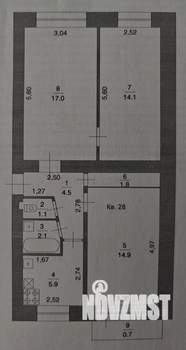 3-к квартира, вторичка, 61м2, 5/5 этаж
