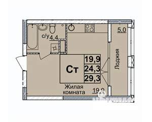 Студия квартира, вторичка, 28м2, 8/20 этаж