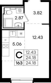 Студия квартира, вторичка, 24м2, 5/9 этаж