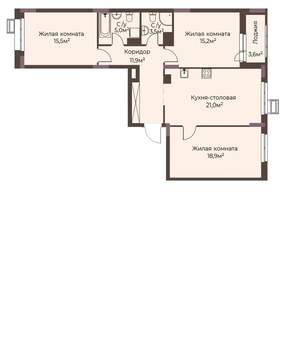 3-к квартира, строящийся дом, 93м2, 4/12 этаж
