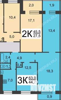 3-к квартира, вторичка, 63м2, 9/9 этаж