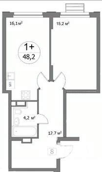 1-к квартира, строящийся дом, 48м2, 2/22 этаж
