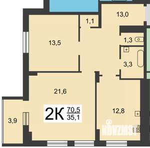 2-к квартира, вторичка, 71м2, 6/16 этаж