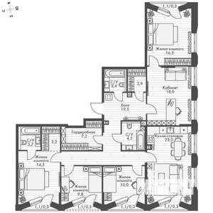 4-к квартира, вторичка, 138м2, 16/20 этаж