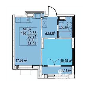 1-к квартира, строящийся дом, 39м2, 11/27 этаж
