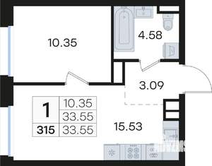 1-к квартира, вторичка, 34м2, 5/13 этаж