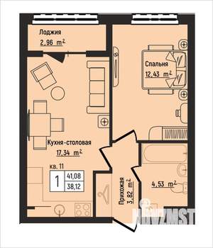 1-к квартира, вторичка, 41м2, 2/15 этаж