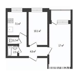 2-к квартира, вторичка, 48м2, 6/9 этаж