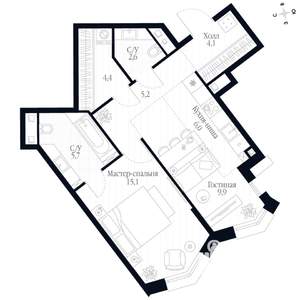 2-к квартира, вторичка, 53м2, 10/20 этаж