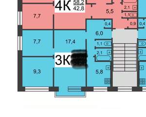 3-к квартира, вторичка, 51м2, 3/5 этаж
