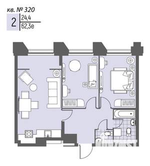 2-к квартира, вторичка, 61м2, 9/20 этаж