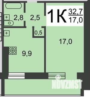 1-к квартира, вторичка, 33м2, 1/9 этаж
