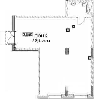 Студия квартира, вторичка, 82м2, 1/9 этаж