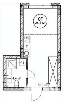 Студия квартира, строящийся дом, 24м2, 1/14 этаж