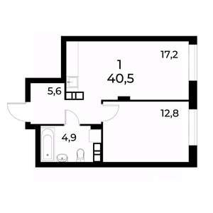 1-к квартира, вторичка, 40м2, 11/19 этаж