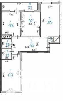 3-к квартира, строящийся дом, 108м2, 18/25 этаж